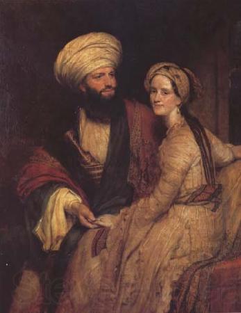 Henry William Pickersgill Portrait of James Silk Buckingham and his Wife in Arab Costume of Baghdad of 1816 (mk32) Norge oil painting art